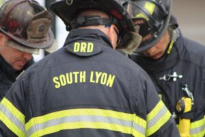Firefighters from South Lyon in uniform